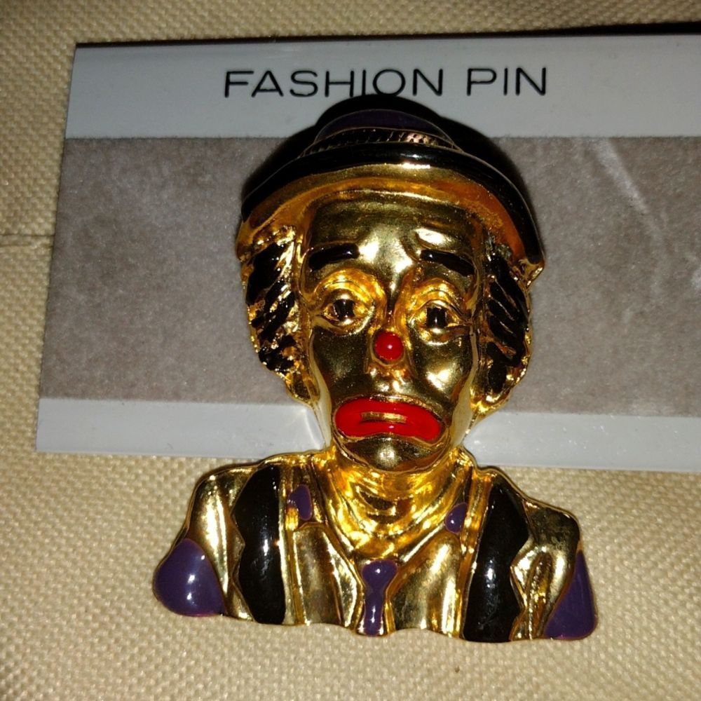 sad clown fashion pin